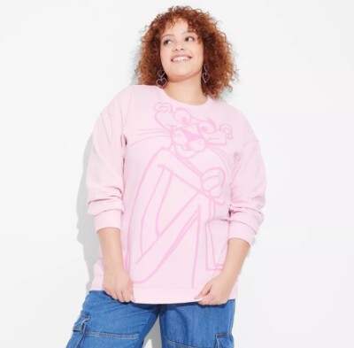Pink Panther  NEW Women's Oversized Graphic Sweat shirt size XL~Pink