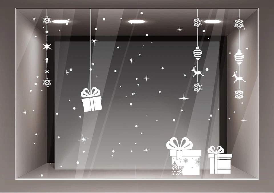 STICKERDESIGN Adesivi Vetrofanie Natale Decorazione Natalizie Adesivo Vetrina Negozio Casa