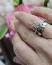 18ct White Gold Key & Lock Heart Shape Ring Size P  HALLMARKED 