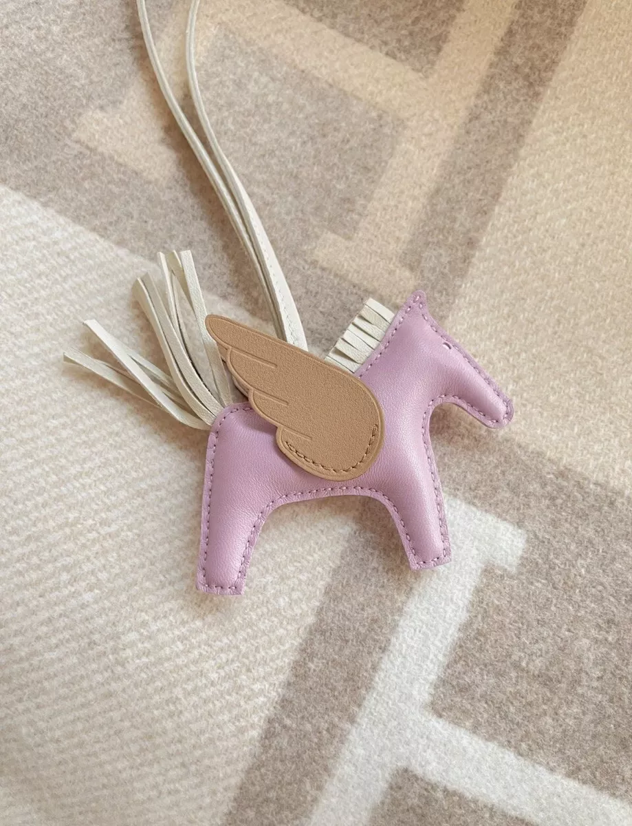 Hermes Craie/Mauve Pale/Vert Cypress Pegasus Horse Rodeo Bag Charm PM