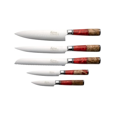 Katana Saya Elements VG-10 Damascus Steel with Olivewood & Resin Handle Unique