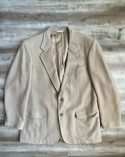 Men's Large Camel Hair Sports Coat Blazer Jacket Vtg Barrister 2 Button Closure