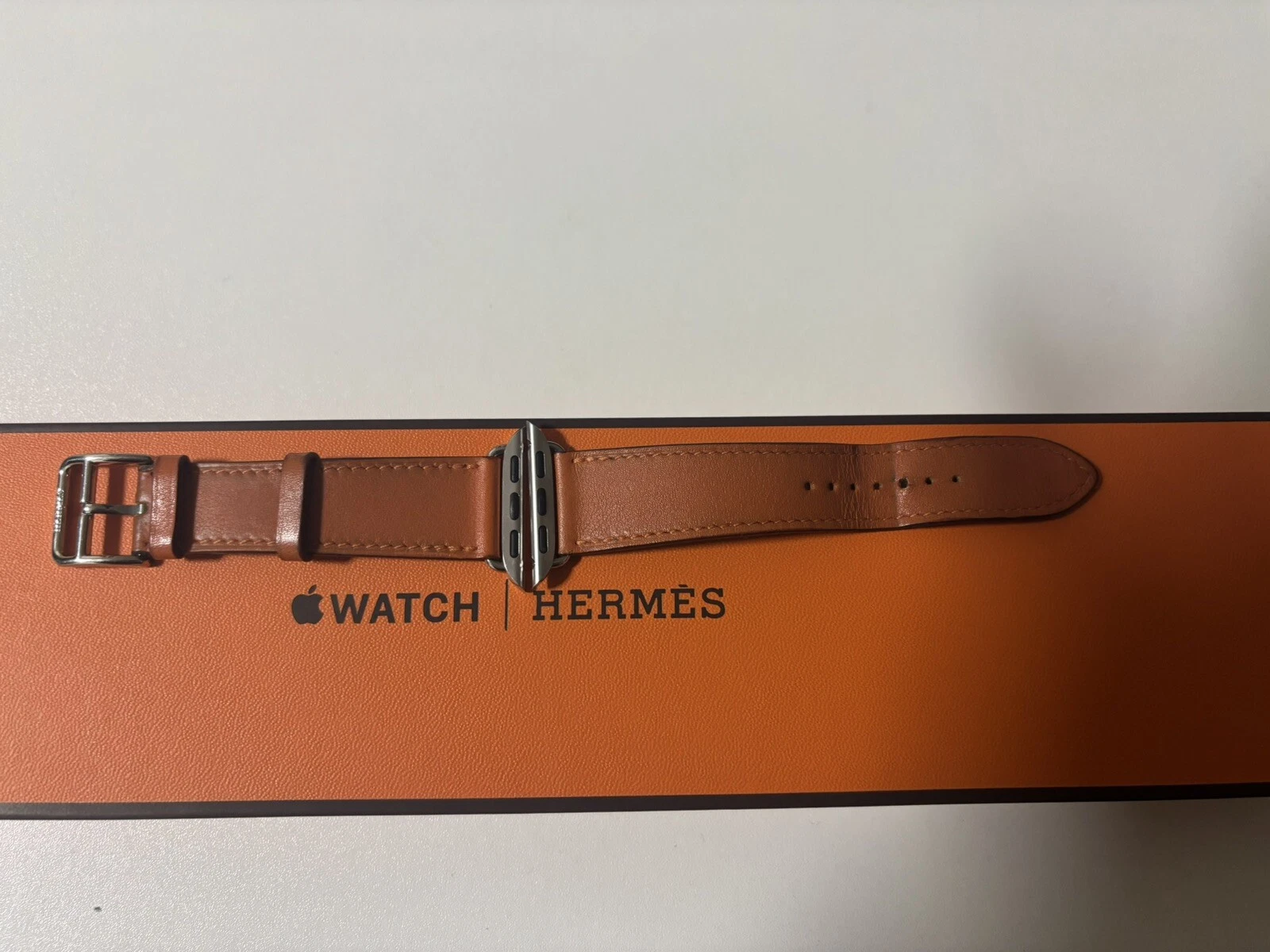 HERMÈS Apple Watch originale Hermes in pelle bang arancione M 42 mm