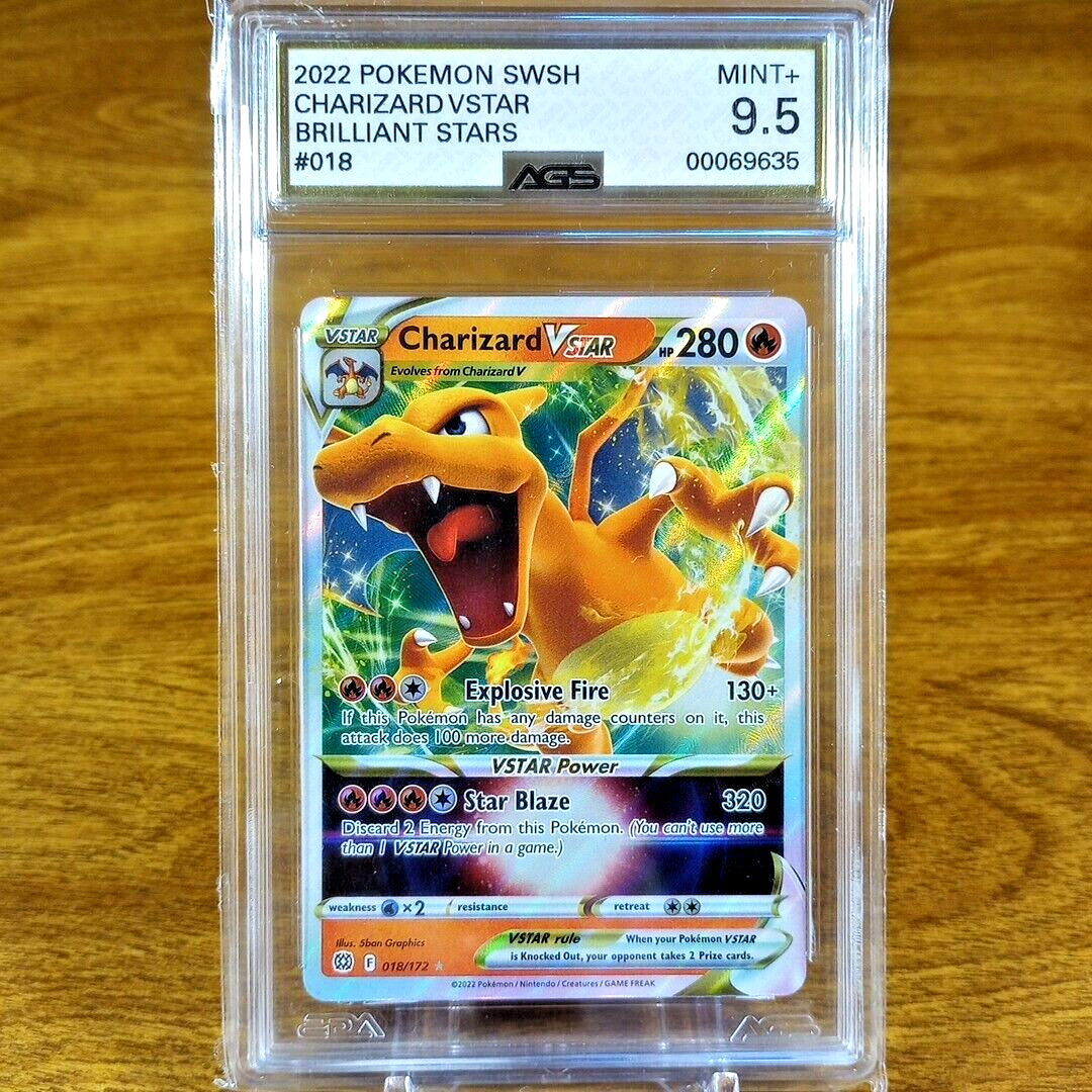Pokemon SWSH Brilliant Stars Charizard VSTAR 018/172 AGS Mint+ 9.5