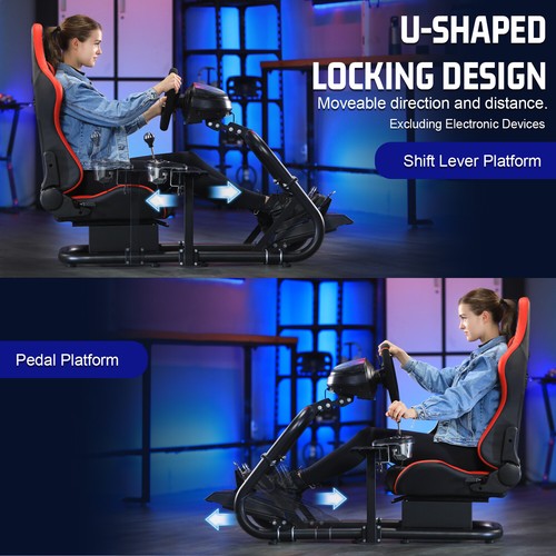 Dardoo Racing Sim Cockpit With TV Stand &Seat Fit Logitech G920 G29 Thrustmaster - Picture 28 of 94