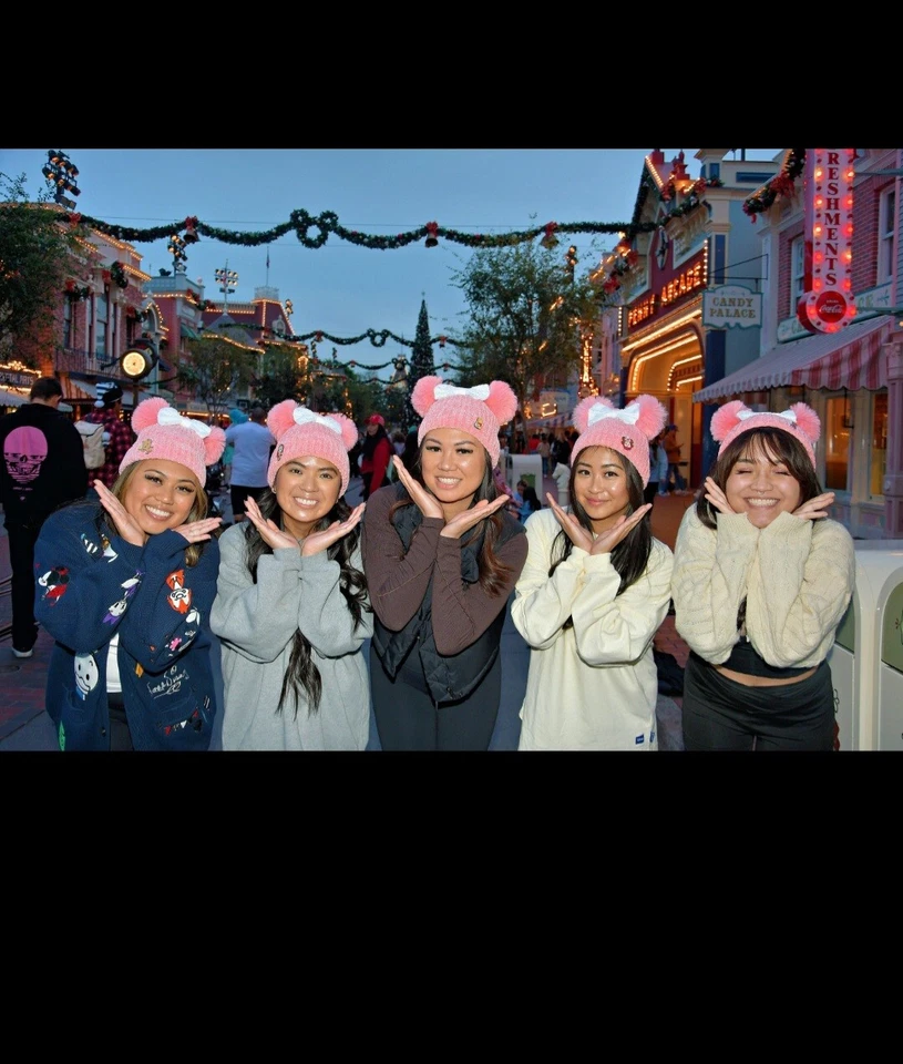 Gorro Rosa Navidad Inspirado en Minnie Mouse Orejas, Invierno Lindo Disney Orejas Gorro Foto 3 de 3