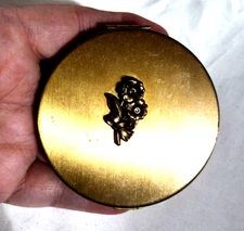 Zell Metal VTG Loose Powder Compact Hinge Lid Pocket Purse 1940s-50s Puff READ