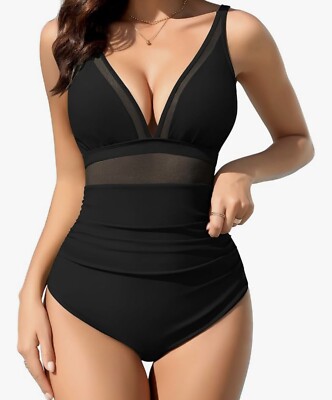 Svanco Black One Piece Mesh Swimsuit New In Packaging Size S