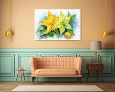 Yellow Starfruit Fruit Watercolour Wall Art Canvas Unframed Print Art