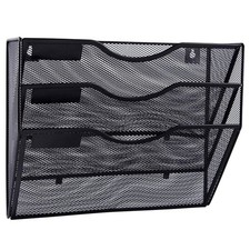 EASEPRES 3 Pocket Mesh Hanging Wall File Organizer, Wall Mounted Mail Paper D