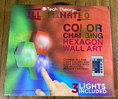 Tech Theory Illuminated Color Changing Hexagon Wall Art With Remote Control