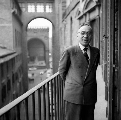 Mayor of Florence Giorgio La Pira smiling on a balcony Florence 1960s Old Photo
