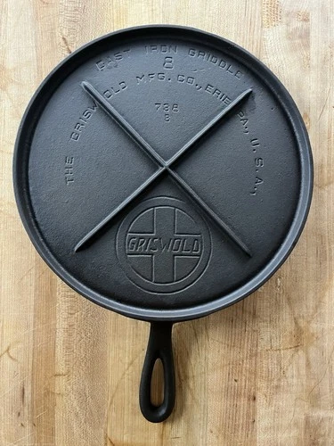 Griswold Cast Iron #8 Slant Logo Griddle with X Brace
