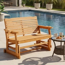 Patio Glider Chair 2 Seats with Armrest High Backrest Swing Bench for In/Outdoor