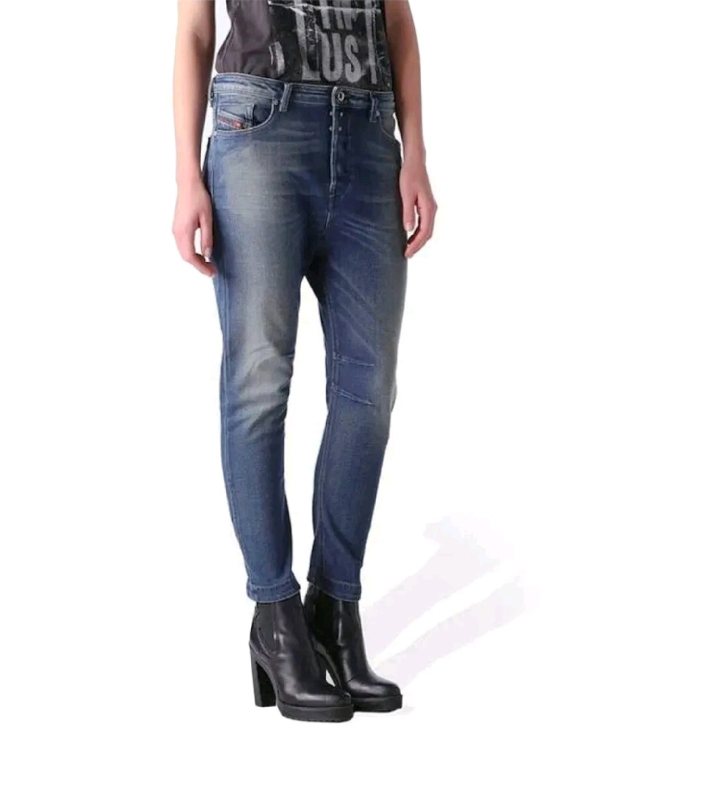 NEW Diesel Eazee 0666P Women’s Jeans 26Wx30L Stretch Boyfriend Fit Low Waist