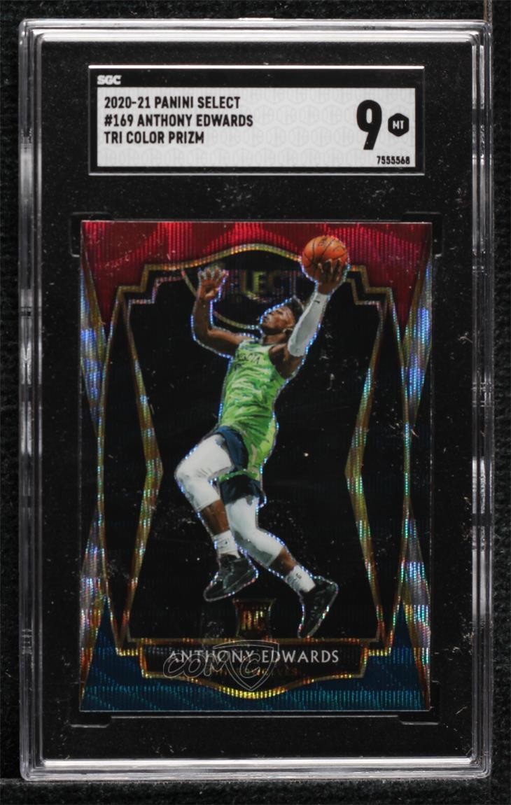 2020 Select Premier Level Tri-Color Prizm Anthony Edwards SGC 9 Rookie RC 0g5s
