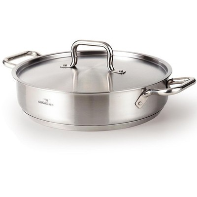 HOMICHEF Braiser Pan 5 Quart with Lid Nickel Free Stainless Steel - Matte Pol...