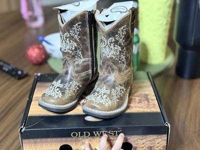 Oldwest Kids Cowboy Boots Size 4D Infant Brown Leather