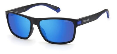 Polaroid Rectangular Sunglasses PLD 2121/S 0VK 5X Matte Black Blue