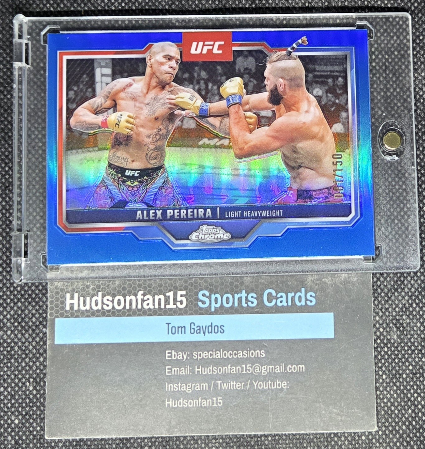 Alex Pereira 2025 Topps Chrome UFC #2 Blue Refractor 81/150 Light Heavyweight