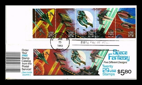 COLLECTIBLE COVER FIRST DAY OF ISSUE SPACE FANTASY BOOKLET 29C USA STAMPS