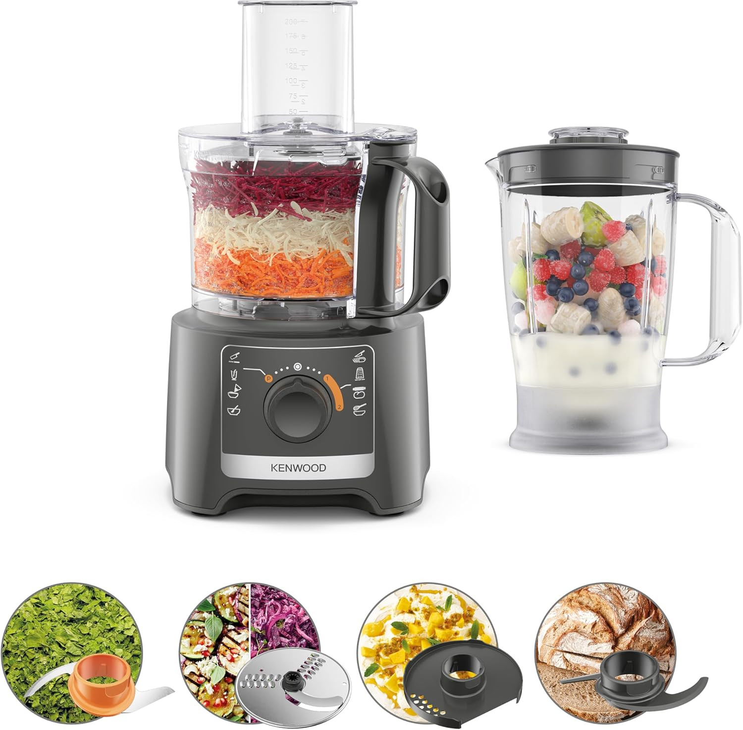 Kenwood MultiPro Compact FDP31.170GY: Robot Cucina 800W con Frullatore