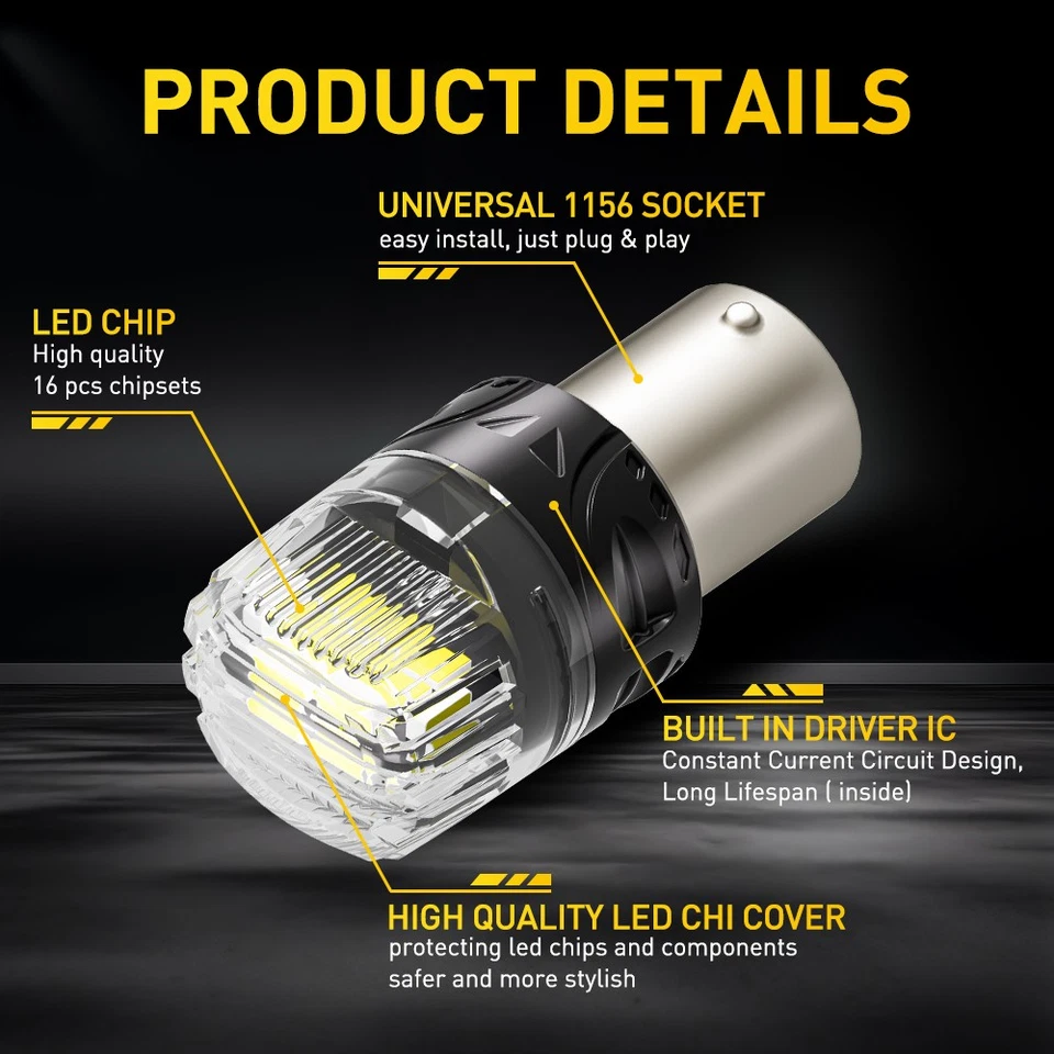 2x Super Bright White 1156 RV remolque SMD LED bombillas de luz inversa señal DRL 6W Foto 3 de 4