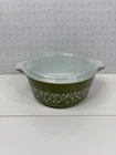 Vintage Pyrex 475-B Crazy Daisy Spring Blossom Green Casserole Dish w/ Lid 2.5QT