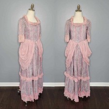 Vintage Handmade Costume Pink and Blue Paisley Marie Antoinette Inspired Costume