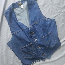 Vintage Wrangler Vest Mens L/XL Blue Denim Authentic Western Jacket Beautiful
