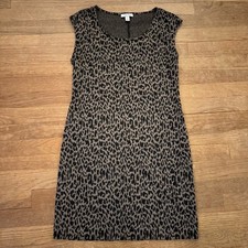 Nine West black taupe sleeveless mini shift dress size medium M b41