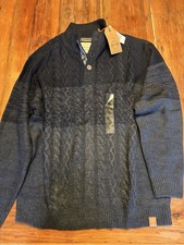 Weatherproof Men's Cable-Knit Pullover Sweater Navy XL Mock Neck