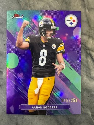 2025 Topps Finest Aaron Rodgers Purple Refractor 95/250 Common Steelers