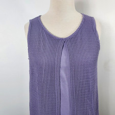 H Halston Dress Women Size 8P Sleeveless 2Fer Attached Cardigan Purple NWOT