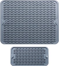 2 Pack Silicone Dish Drying Mat Non Slip Heat Resistant Kitchen Counter Mat