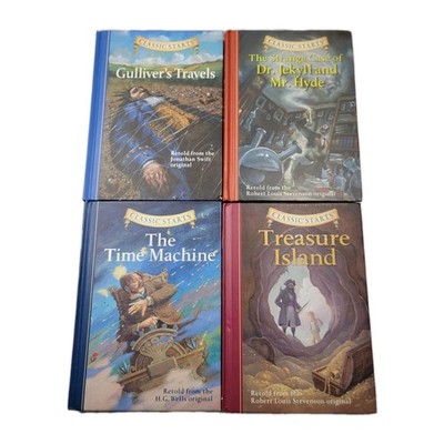 Classic Starts 4 Book Lot Children's Books Hardcover Treasure Island History 