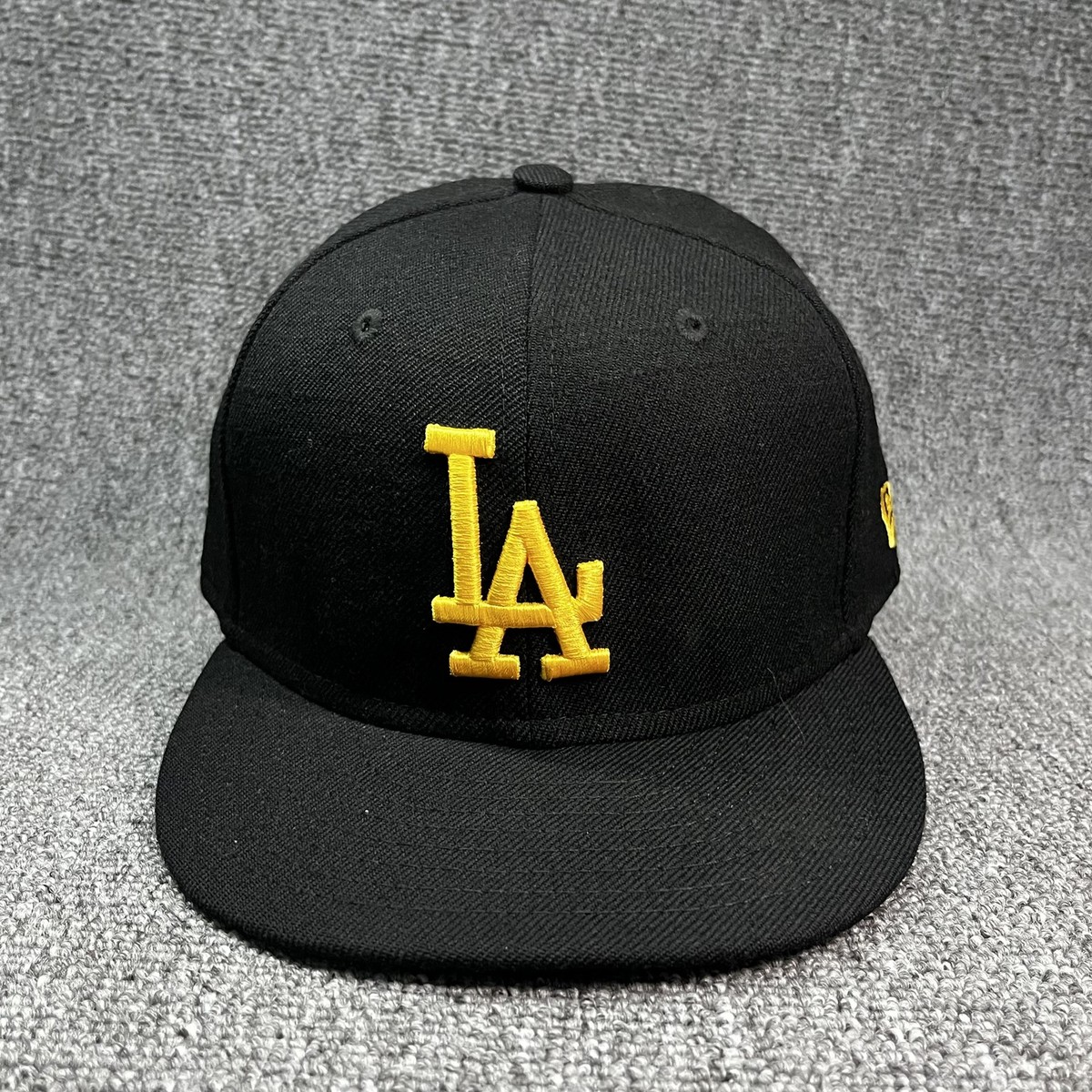 New Era 59FIFTY LA Dodgers Hat 6 3/4 Black Yellow 100% Wool Fitted MLB Cap Kids