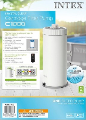 INTEX 26637EG C1000 Cartridge Filter Pump for Above Ground Pools