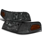 Fit Ford 1998-2011 Crown Victoria Crystal Smoke Headlights+Tinted Corner Lamps