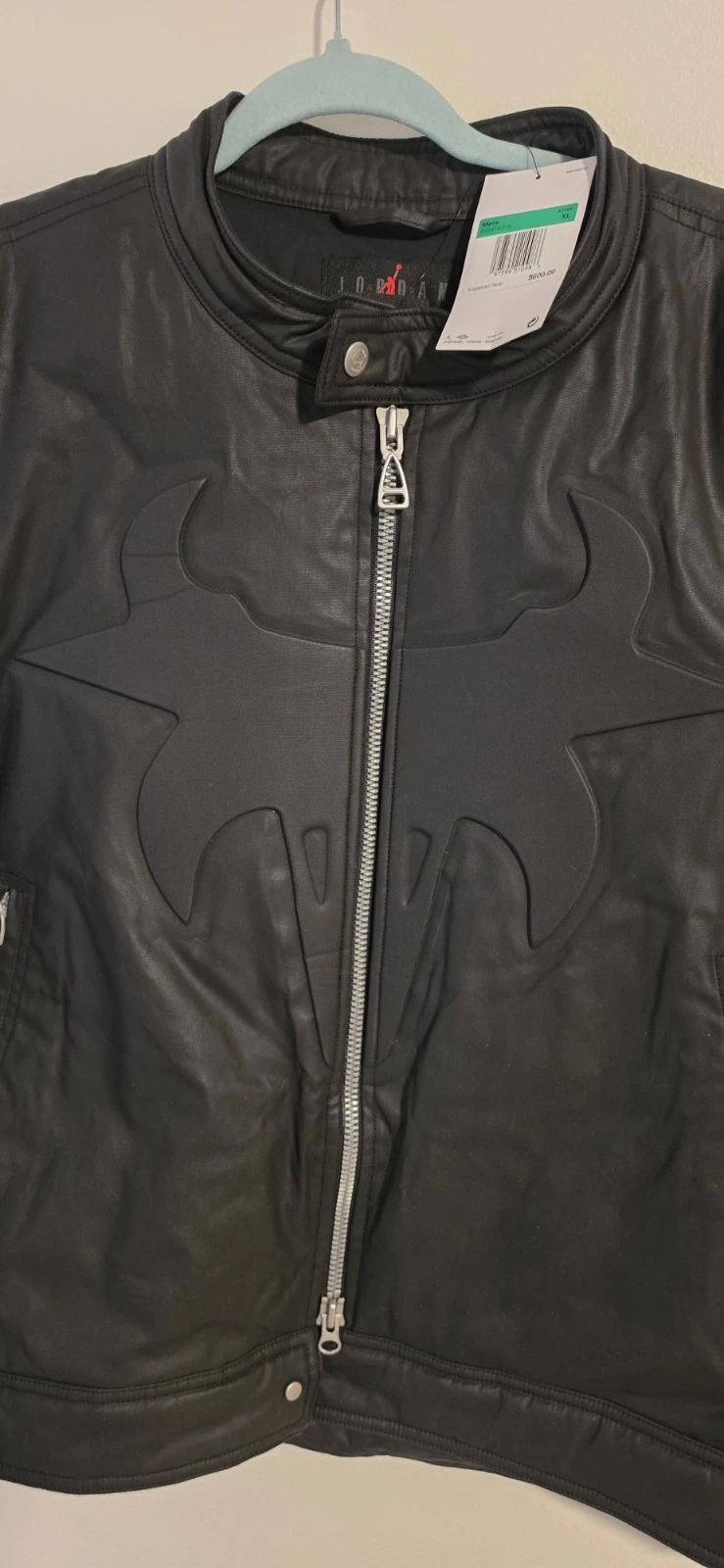 Jordan Cactus Jack Men’s XL Black Leather Jacket Full Zip Band Collar - product detail image 4