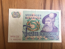 Schweden 5 Kronor 1976 Gustav Vasa Banknote