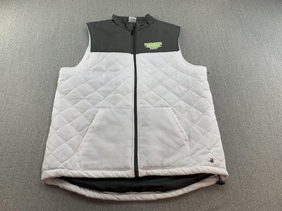 Badger Sport Vest Mens Large White Gray Quilted Full Zip Insulated Outdoor 7661