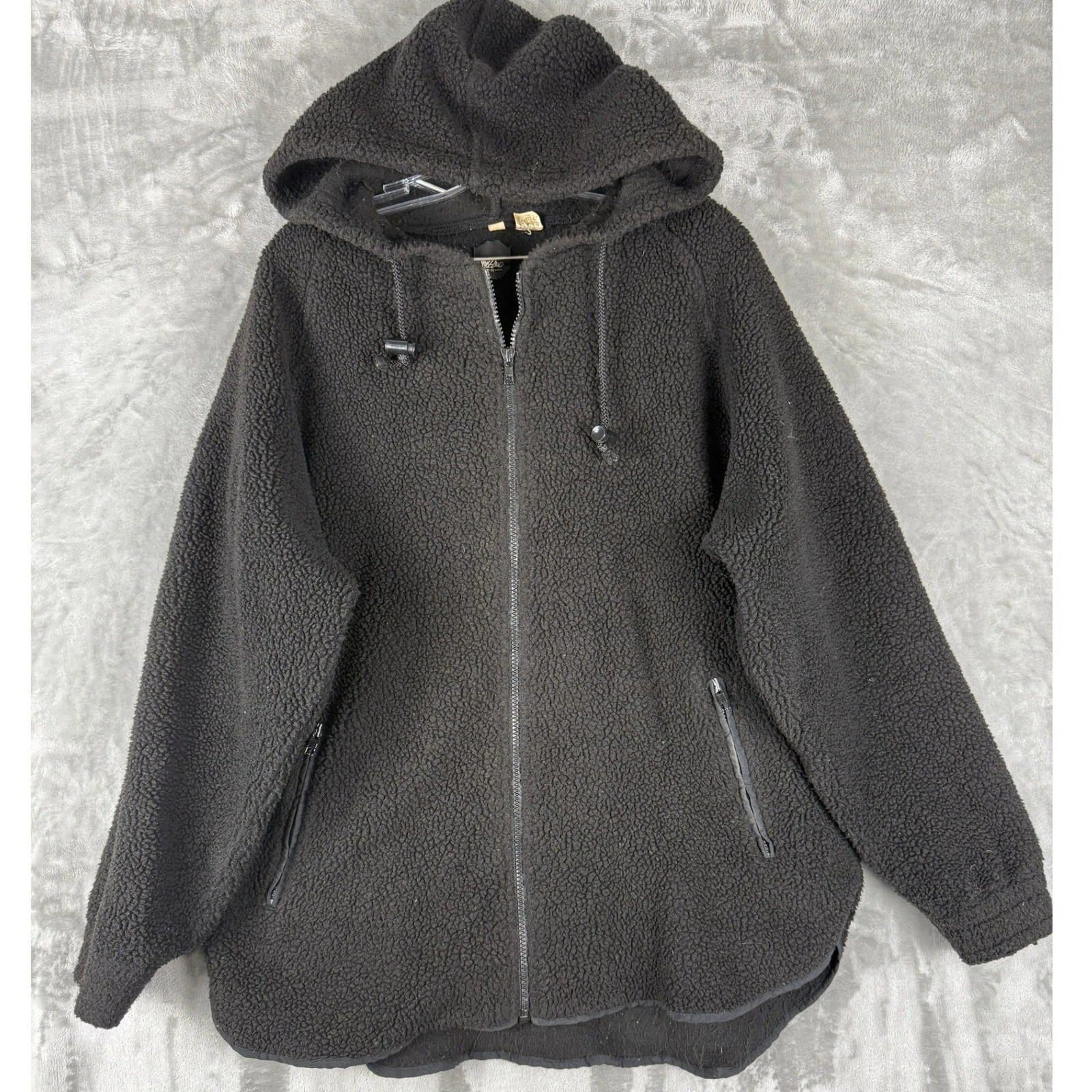 Vintage Mossimo Mens Sherpa Fleece Zip Up Hoodie Charcoal Gray Size M