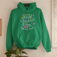 Personalised Custom World Teacher Day Hoodie Your Text School Students Kids