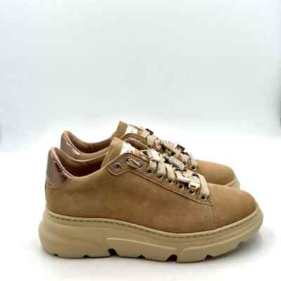 Sneakers Stokton in Camoscio Beige, accessori amovibili, back oro