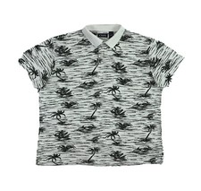 Chaps Polo Shirt XL Floral Short Sleeve Button Up Palm Tree Golf