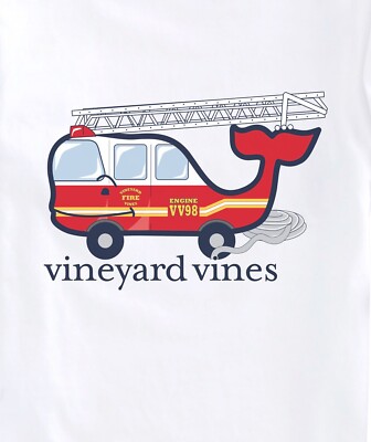NWT Vineyard Vines Firetruck Whale Long Sleeve Pocket Tee (Boys’ Size XL) 
