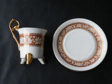 1990 Lefton China 07681 Gold Trim Footed Cup And Saucer  FREE SHIP