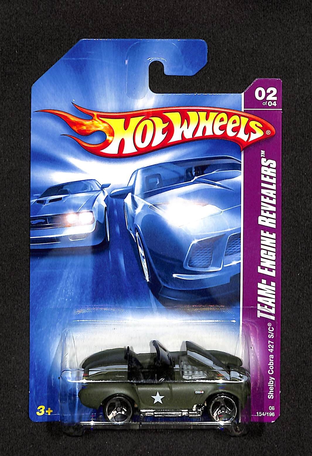 2008 Hot Wheels  Olive Green  SHELBY COBRA 427 S/C  Card #154   HW25-052924