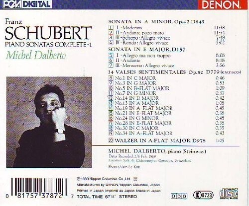 Schubert: Piano Sonatas Complete Vol. 1 by Michel Dalberto (CD 1999 ...